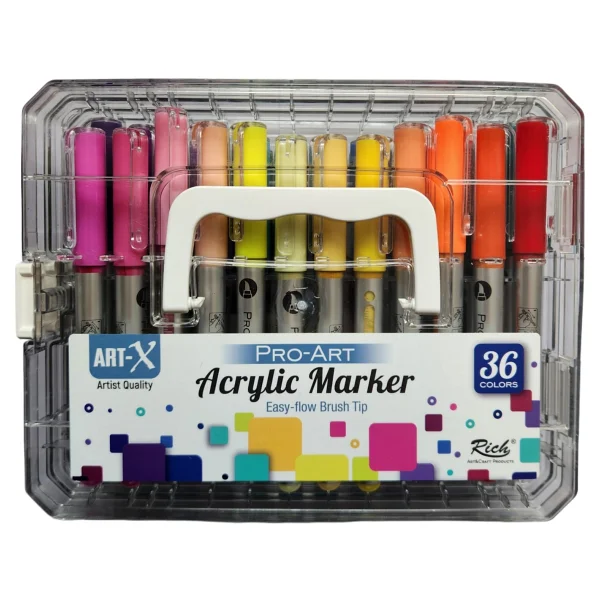 Rich Art-X Pro Fırça Uçlu Akrilik Marker Seti 36 Renk Kristal Kutulu Set - Görsel 10