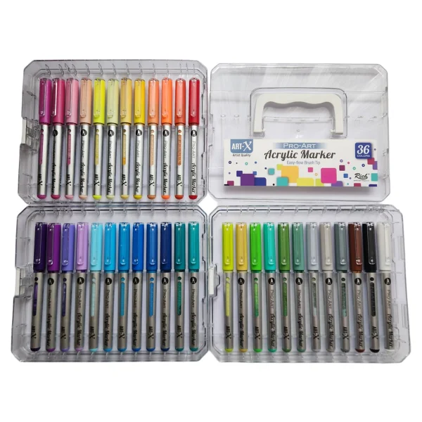Rich Art-X Pro Fırça Uçlu Akrilik Marker Seti 36 Renk Kristal Kutulu Set - Görsel 6