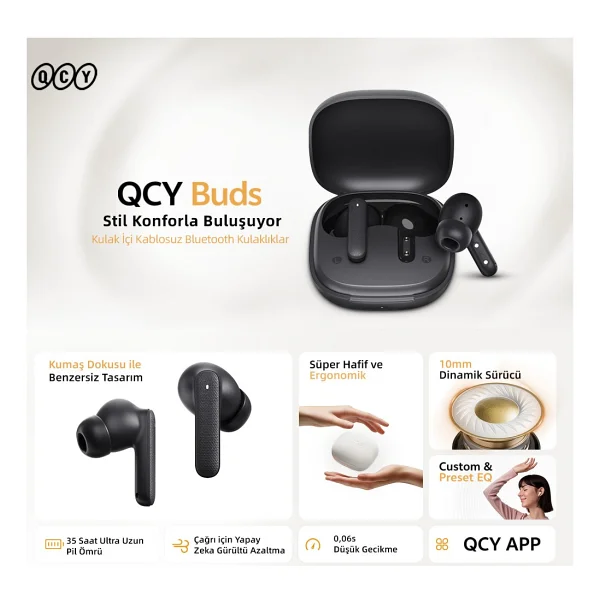 Qcy Buds TWS Kulak İçi Bluetooth Kulaklık - Görsel 3