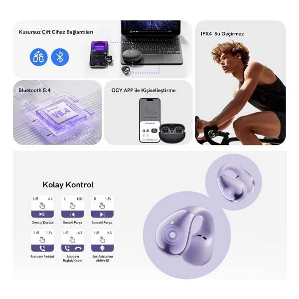 Qcy Crossky C30 TWS Beyaz Kulak İçi Bluetooth Kulaklık - Görsel 7