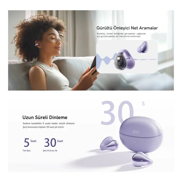 Qcy Crossky C30 TWS Kulak İçi Bluetooth Kulaklık - Görsel 4