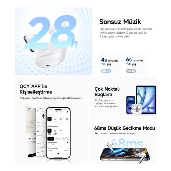 Qcy Melobuds 2 N50 ANC TWS Kulak İçi Bluetooth Kulaklık - Görsel 5