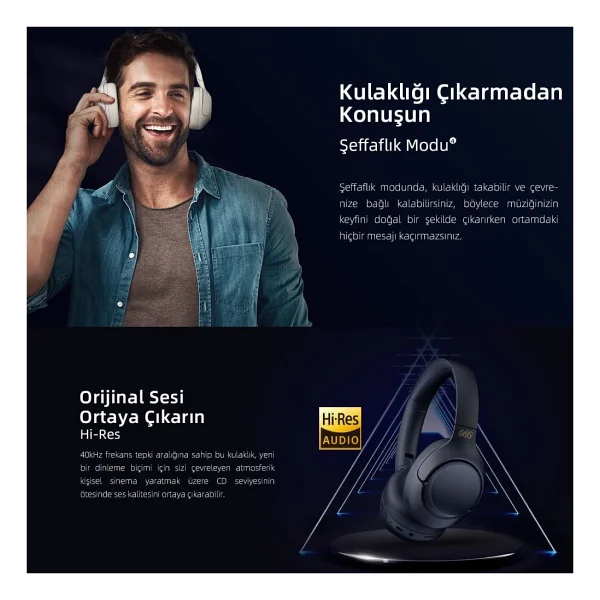 Qcy H3 ANC Siyah Kulak Üstü Bluetooth Kulaklık - Görsel 4