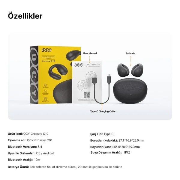 Qcy Crossky C10 TWS Kulak İçi Bluetooth Kulaklık - Görsel 8