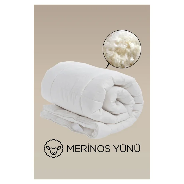 Tek Kişilik Kuzu Yünü %100 Doğal Yorgan Özel Çantalı Organik Merinos Yün Yorgan - 155 X 215 Cm - Beyaz - Görsel 5