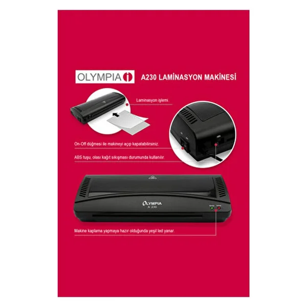 Olympia A230 Plus A4 4 İn 1 Set Pvc Laminasyon Makinesi - Görsel 8