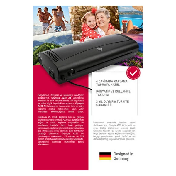 Olympia A230 Plus A4 4 İn 1 Set Pvc Laminasyon Makinesi - Görsel 9