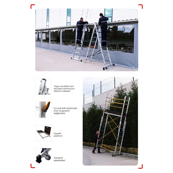 Çağsan 2x8 Basamaklı Polysafe - Çok Amaçlı İskele Merdiven Pl003 - Görsel 6