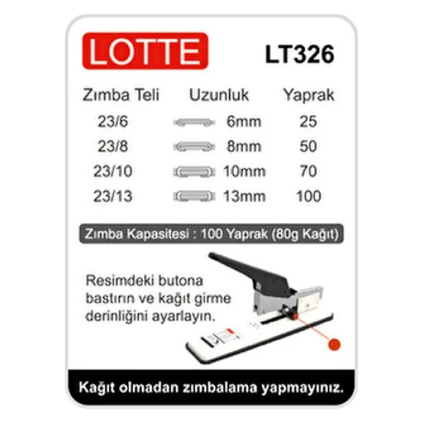 Lotte 100 Yaprak Arşiv Tipi Kollu Zımba Makinesi LT326 - Görsel 5