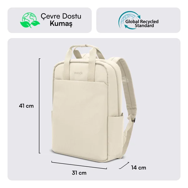Mack Nova Eco Mce-1524 Krem 15.6" Laptop Sırt Çantası - Görsel 2