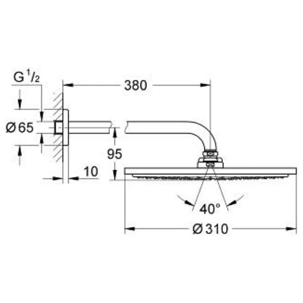 Grohe Rainshower Cosmopolitan 310 26066al0 38 Cm Brushed Hard Graphite Tepe Duşu - Görsel 4