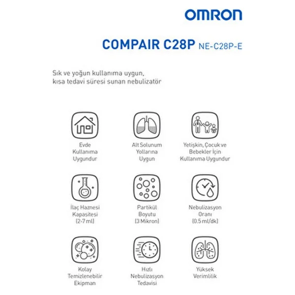 Omron C28p Nebulizatör Kompakt Tasarım İle Ev Ve Seyahat İçin Uygun Beyaz Renk - Görsel 4
