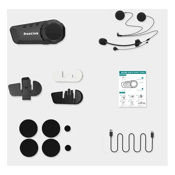 Duolink X06 Pro Motosiklet Kask İnterkom Bluetooth Intercom Kulaklık Seti - Görsel 3
