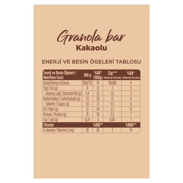 Fellas Kakaolu Granola Bar (23 G) X 12 Adet - Görsel 5
