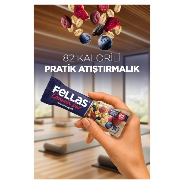 Fellas Kırmızı Meyveli Granola Bar (23 G) X 12 Adet - Görsel 3