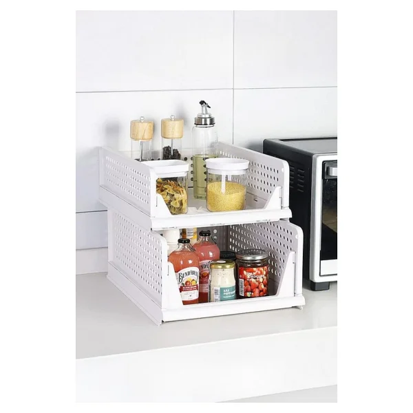 Mithra Life 6 Lı Kayar Raf Organizer - Beyaz Dolap İçi Kıyafet, Aksesuar Düzenleyici Mıt1262 - Görsel 5