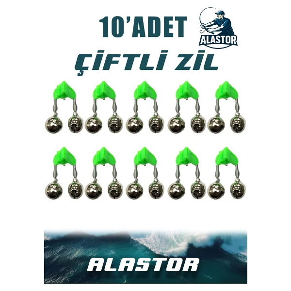 10'lu Set Çiftli Plastik Zil Olta Zili Olta Kamışı İçin Zil Fosfor Takılabilir Zil - Görsel 2