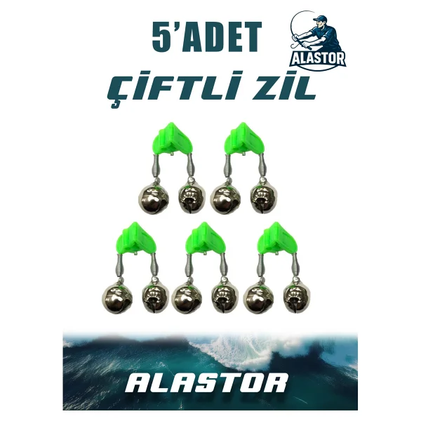 5'li Set Çiftli Plastik Zil Olta Zili Olta Kamışı İçin Zil Fosfor Takılabilir Zil - Görsel 2