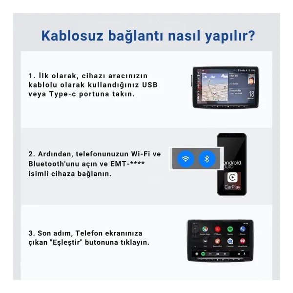 Embatech 2in1 Android Apple Carplay Adaptörü - Görsel 4