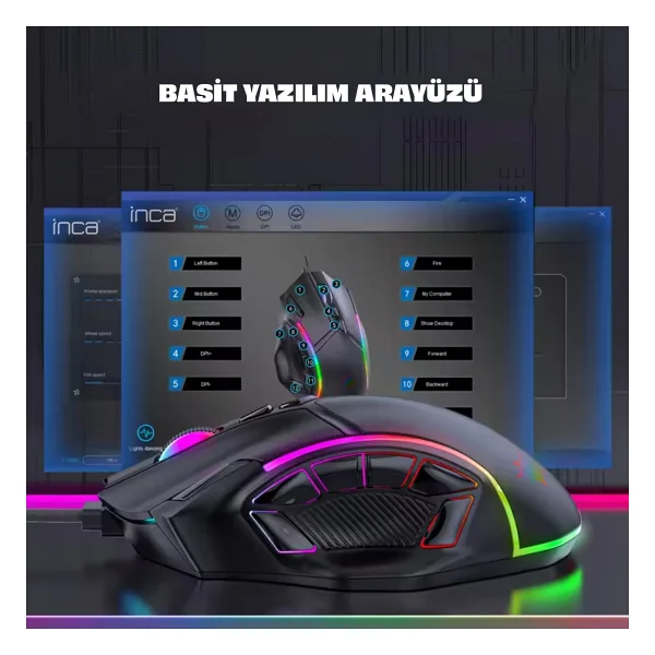 Inca Img-351 RGB Kablolu Oyuncu Mouse - Görsel 6
