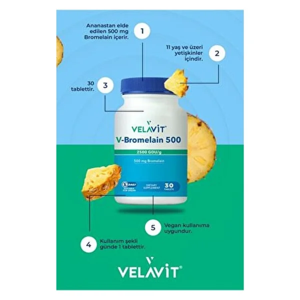 Velavit V-Bromelain 500 Mg 30 Tablet - Görsel 5