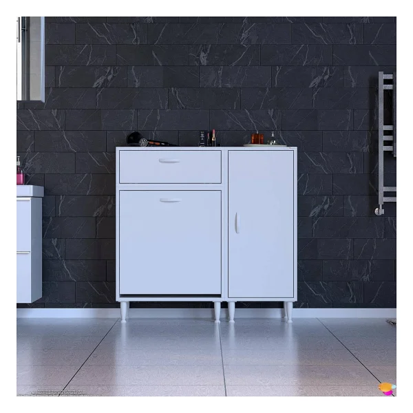 Modilayn Yenice Çok Amaçlı Banyo Dolabı 90 X 97.5 X 32 Cm Kirli Çamaşır Sepetli Dolap - Görsel 3