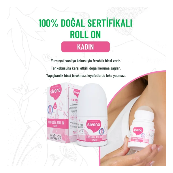Siveno %100 Doğal Roll On Kadın & Erkek Deodorant Ter Kokusu Önleyici Bitkisel Lekesiz Vegan 50 ml Set - Görsel 4