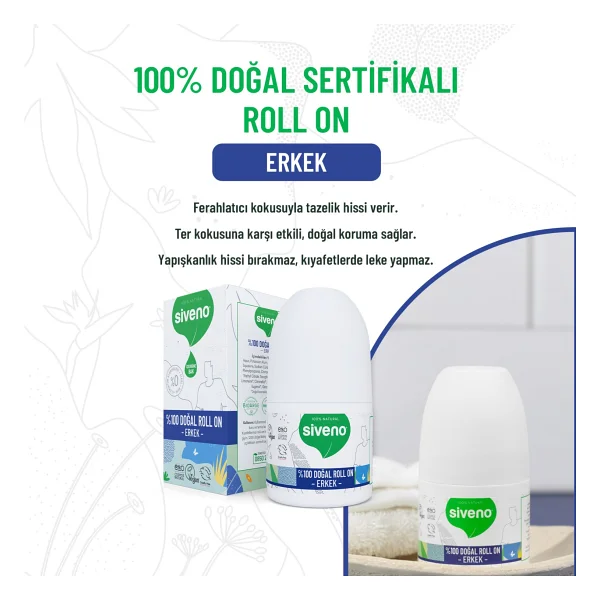 Siveno %100 Doğal Roll On Kadın & Erkek Deodorant Ter Kokusu Önleyici Bitkisel Lekesiz Vegan 50 ml Set - Görsel 5
