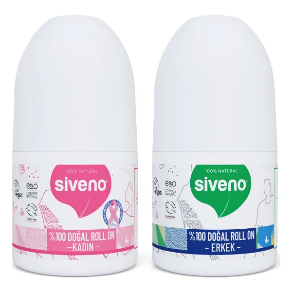 Siveno %100 Doğal Roll On Kadın & Erkek Deodorant Ter Kokusu Önleyici Bitkisel Lekesiz Vegan 50 ml Set - Görsel 8