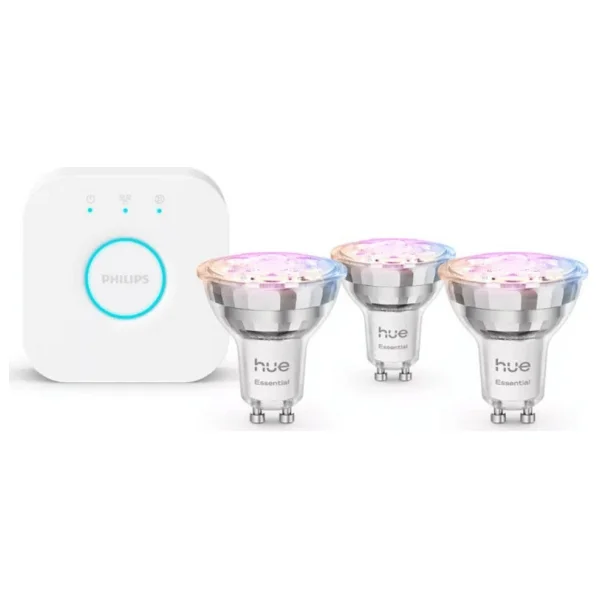 Philips Hue Essential 345 4.7 W-50 W Gu10 3'lü Spot Akıllı LED Ampul + Bridge Başlangıç Seti - Görsel 3