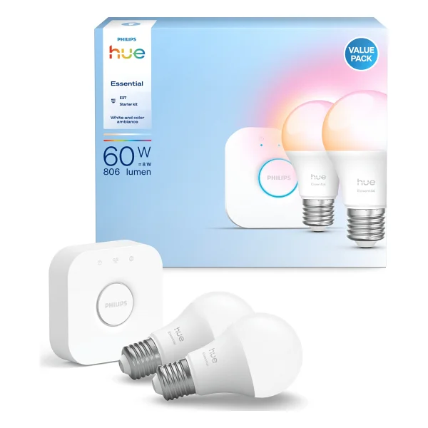 Philips Hue Essential 806 8 W-60 W E27 2'li Akıllı LED Ampul + Bridge Başlangıç Seti - Görsel 8