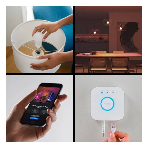Philips Hue Essential 806 8 W-60 W E27 2'li Akıllı LED Ampul + Bridge Başlangıç Seti - Görsel 4