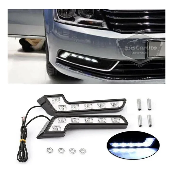 Üniversal 6 LED Mercedes Tip Gündüz Ledi Araba Gündüz Farı Araç Oto Drl LED Lamba Güçlü Işık 12v Su Geçirmez Beyaz 2 Adet - Görsel 2