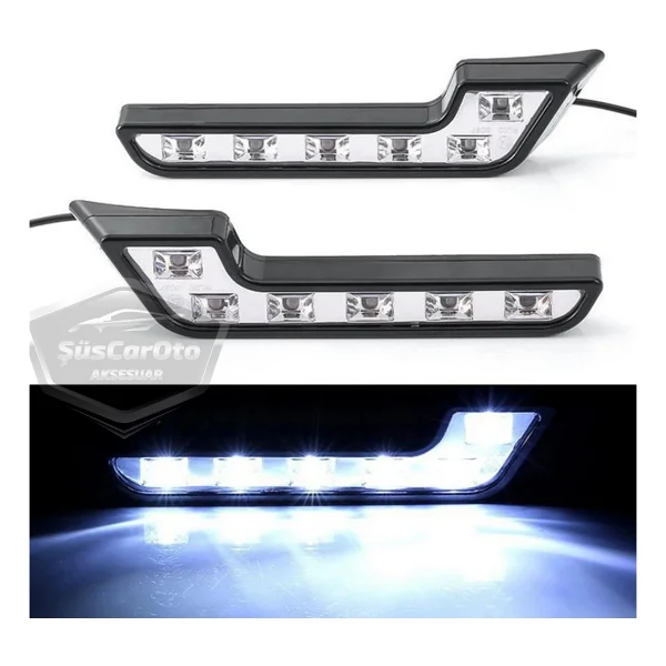 Üniversal 6 LED Mercedes Tip Gündüz Ledi Araba Gündüz Farı Araç Oto Drl LED Lamba Güçlü Işık 12v Su Geçirmez Beyaz 2 Adet - Görsel 3