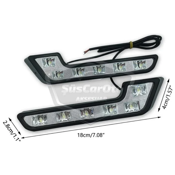 Üniversal 6 LED Mercedes Tip Gündüz Ledi Araba Gündüz Farı Araç Oto Drl LED Lamba Güçlü Işık 12v Su Geçirmez Beyaz 2 Adet - Görsel 4