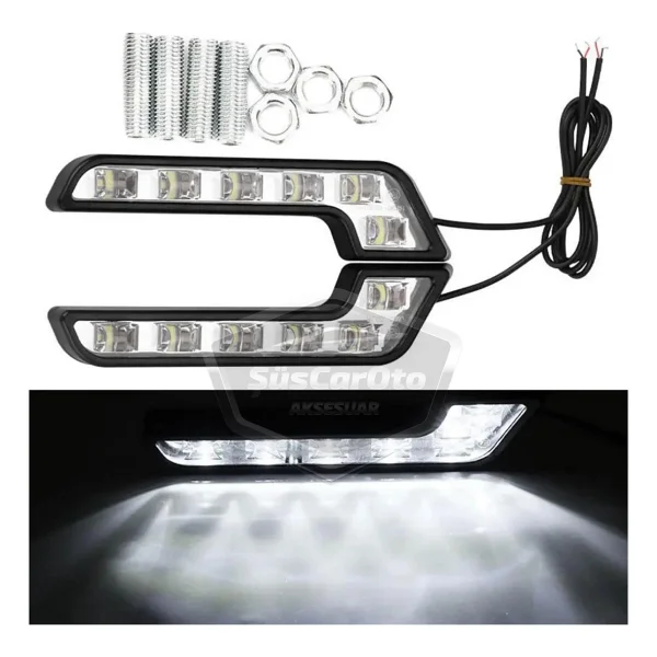 Üniversal 6 LED Mercedes Tip Gündüz Ledi Araba Gündüz Farı Araç Oto Drl LED Lamba Güçlü Işık 12v Su Geçirmez Beyaz 2 Adet - Görsel 5