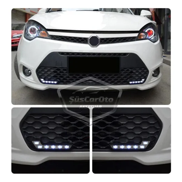 Üniversal 6 LED Mercedes Tip Gündüz Ledi Araba Gündüz Farı Araç Oto Drl LED Lamba Güçlü Işık 12v Su Geçirmez Beyaz 2 Adet - Görsel 9