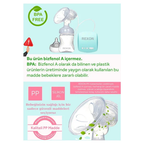 Rexon USB Elektrikli Göğüs Pompası Masaj Ve Biberon Özellikli 9 Farklı Mod Süt Sağma Pompası - Mavi - Görsel 2