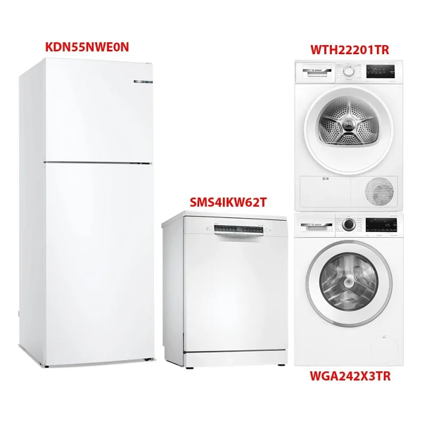 Bosch Kdn55nwe0n - Sms4ıkw62t - Wga242x3tr - Wth22201tr Beyaz Eşya 4'lü Set - Görsel 6