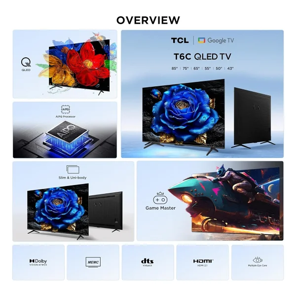Tcl 50t6c 4K Ultra HD 50" 127 Ekran Uydu Alıcılı Google Smart QLED TV - Görsel 5