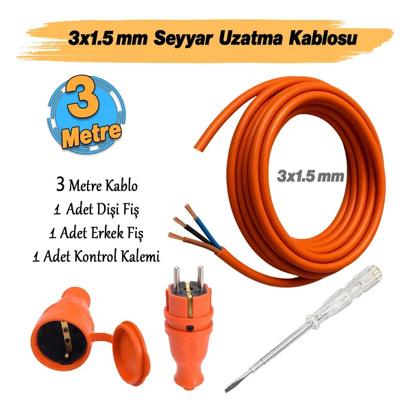 3x2.5 Mm 25 M Uzatma Kablosu - Görsel 6