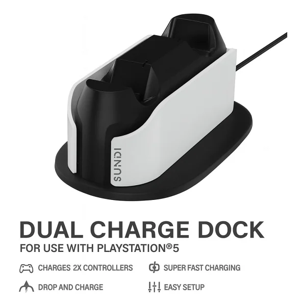 Cosmostech Sundi PS5 Dual Charger Dock - Hızlı Şarj Istasyonu Ve Stand, PS5 Çift Kol Şarj Cihazı - Playstation 5 Dualsense Uyumlu - Görsel 4