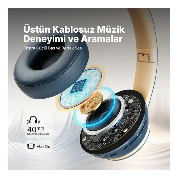 Ttec SoundLife Neo 2KM158L Lacivert Kulak Üstü Bluetooth Kulaklık - Görsel 10