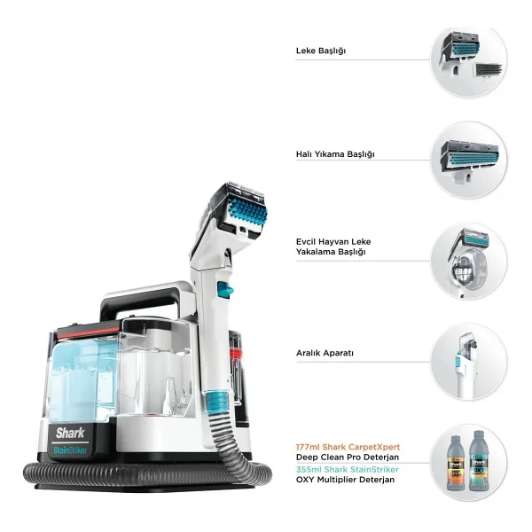Shark Ultra Clean Koltuk Yıkama Ve Leke Çıkarma Makinesi Pet Başlıklı Yatay Süpürge - Siyah - Görsel 5