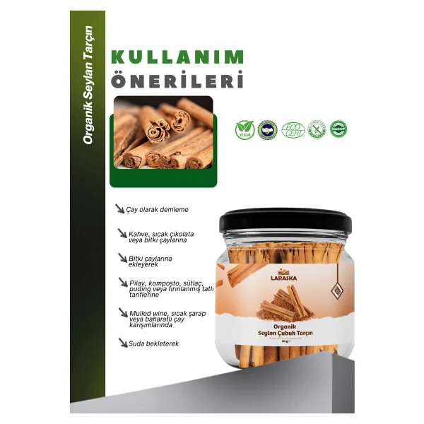 Laraska Organik Seylon Çubuk Tarçın 50 Gr - Görsel 3