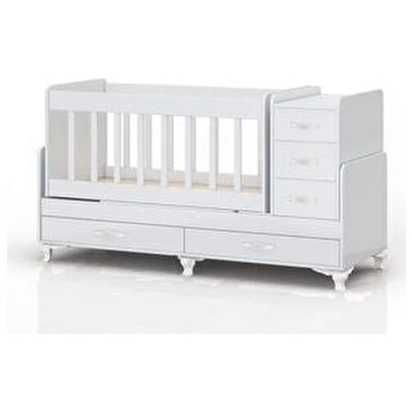Temosan Uzayabilen Sallanır Bebek Beşiği Uyku Seti Pembe Yataklı Full Set 60 X 120 Beyaz Renkli Tekerlekli - Görsel 2