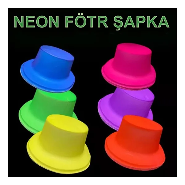 Neon Partisi Sarı Renk Plastik Fötr Şapka - Görsel 5