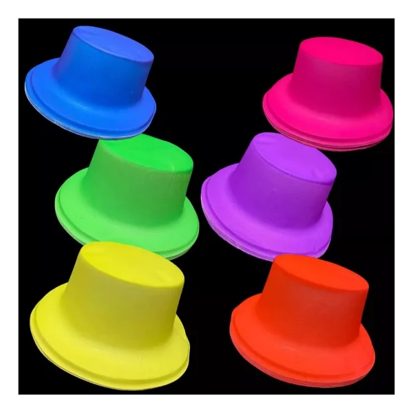 Neon Partisi Sarı Renk Plastik Fötr Şapka - Görsel 4