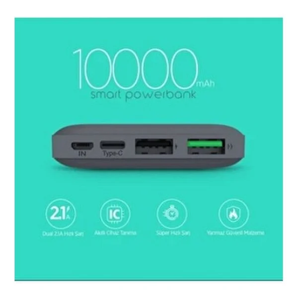 Polosmart Pbs123 Lacivert 10000 mAh Hızlı Şarj Powerbank - Görsel 3