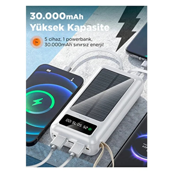 Acl Pw-61 Solar 30000 mAh Hızlı Şarj Powerbank - Görsel 4